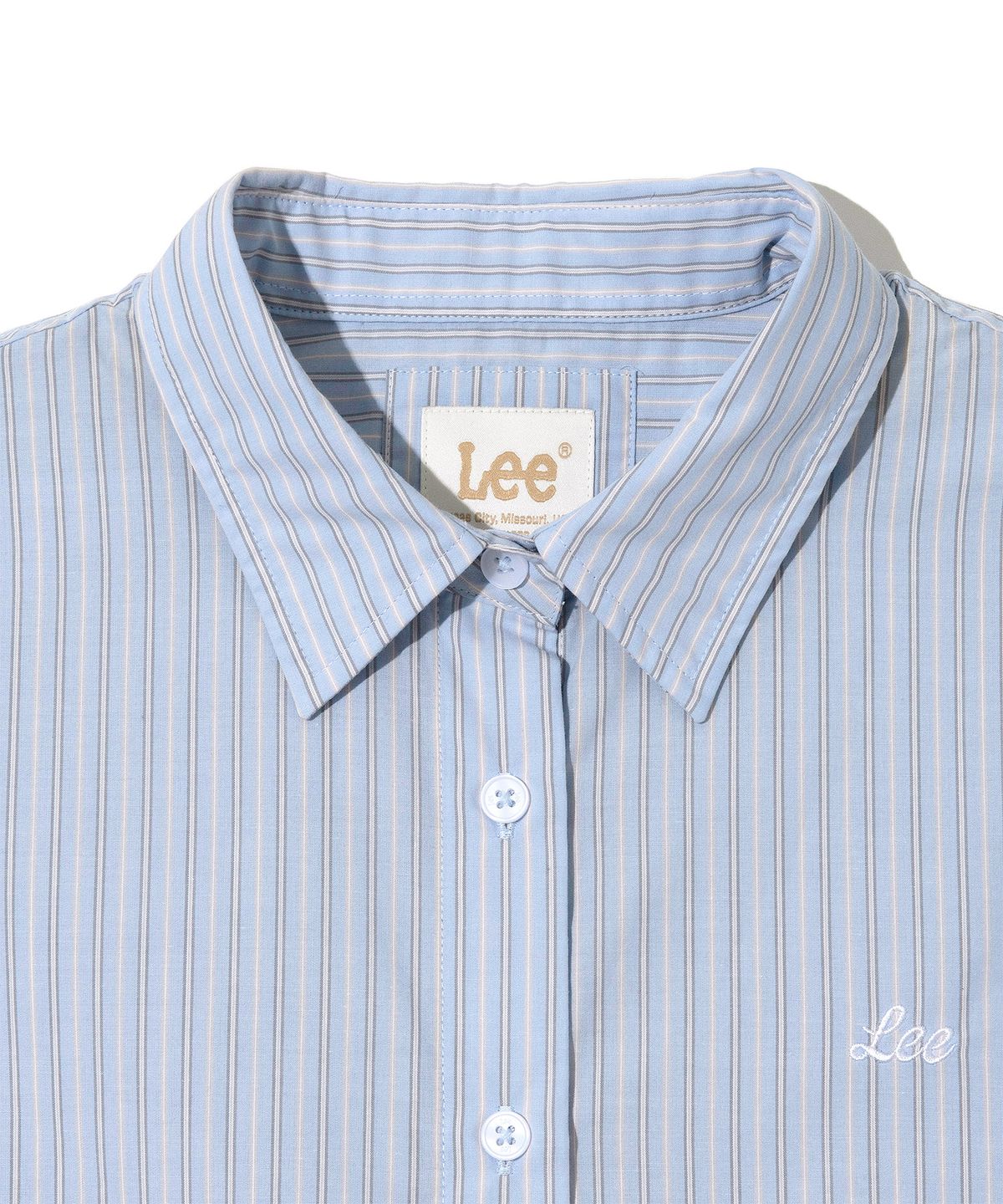 리(LEE) 우먼 릴랙스드 반팔 셔츠 블루