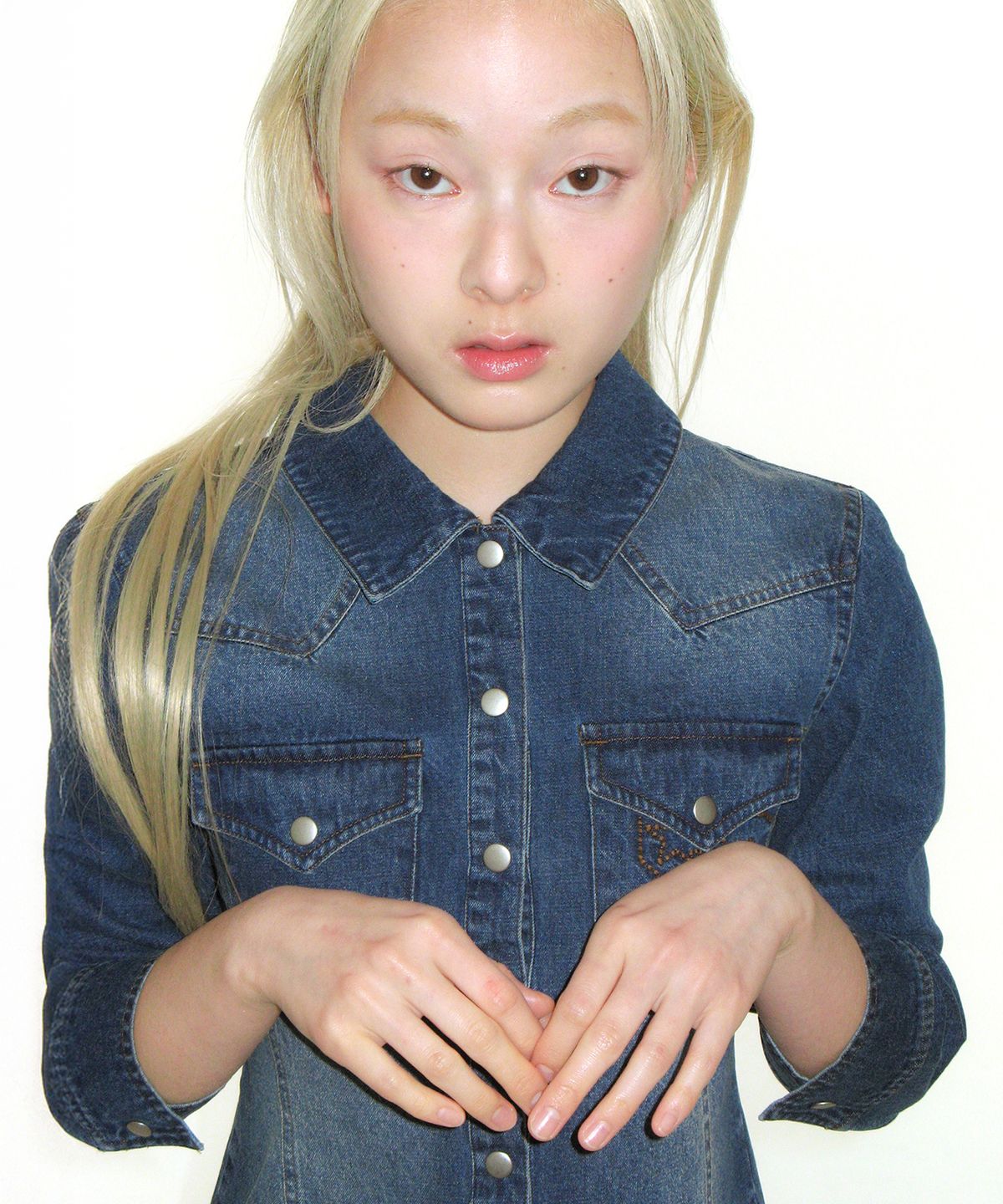 아메스 월드와이드(AMES-WORLDWIDE) 3/4 SLEEVE DENIM SHIRTS BLUE