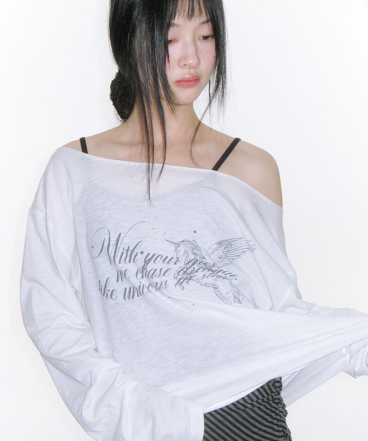 아메스 월드와이드(AMES-WORLDWIDE) UNICORN SHEER LS TEE IVORY