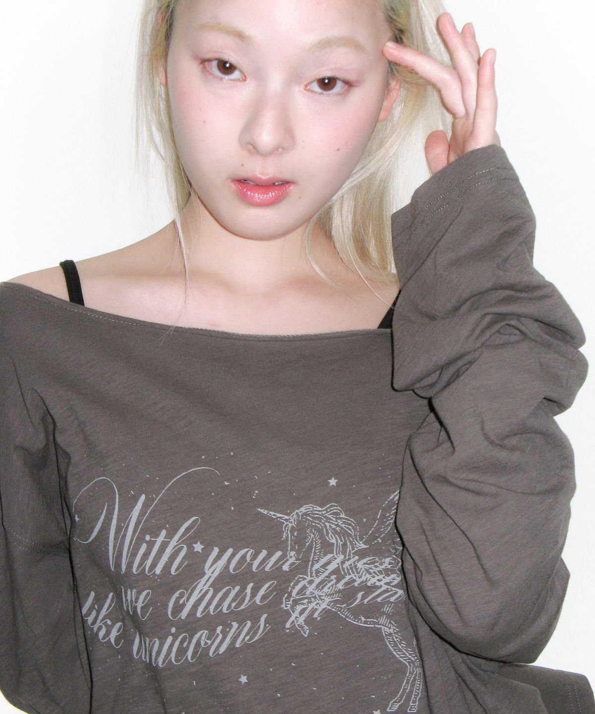 아메스 월드와이드(AMES-WORLDWIDE) UNICORN SHEER LS TEE CHARCOAL
