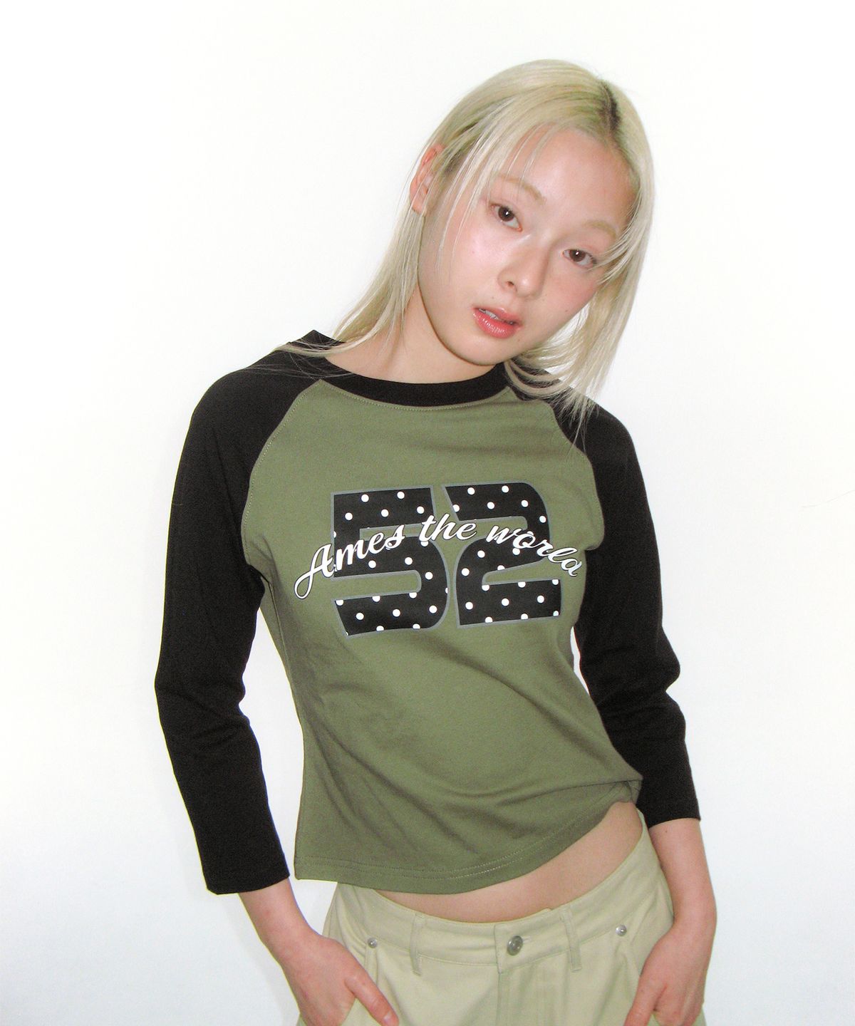 아메스 월드와이드(AMES-WORLDWIDE) DOT 52 3/4 SLEEVE RAGLAN LS TEE BLACK