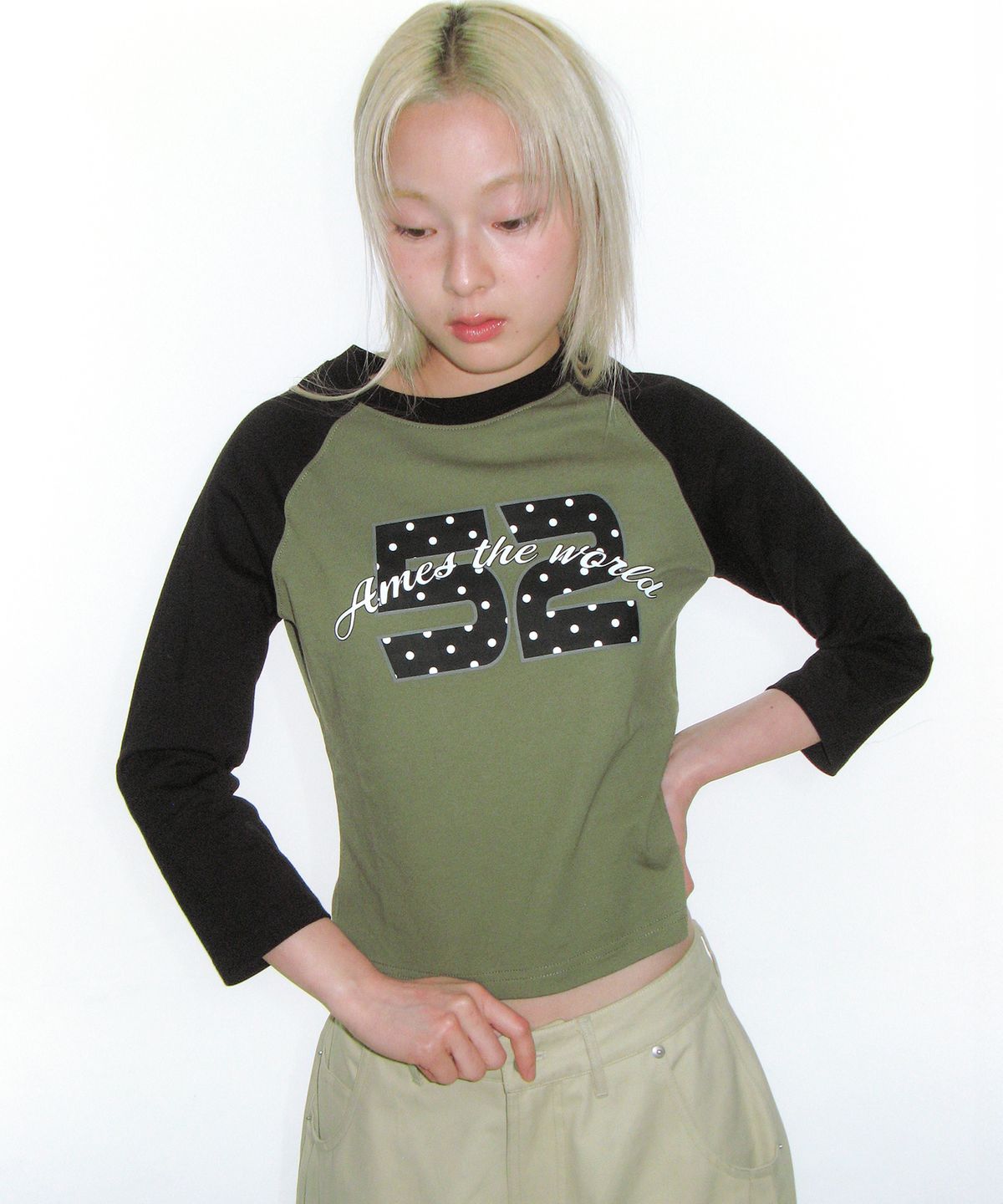 아메스 월드와이드(AMES-WORLDWIDE) DOT 52 3/4 SLEEVE RAGLAN LS TEE BLACK