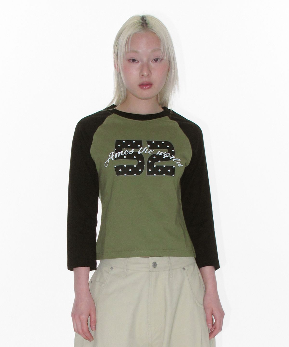 아메스 월드와이드(AMES-WORLDWIDE) DOT 52 3/4 SLEEVE RAGLAN LS TEE BLACK