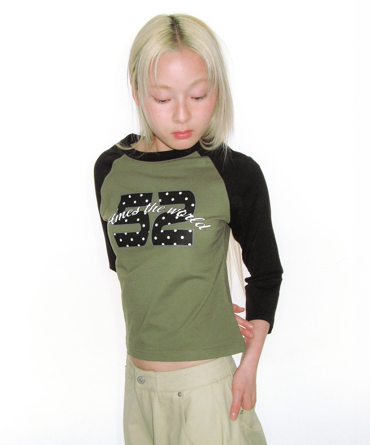 아메스 월드와이드(AMES-WORLDWIDE) DOT 52 3/4 SLEEVE RAGLAN LS TEE BLACK