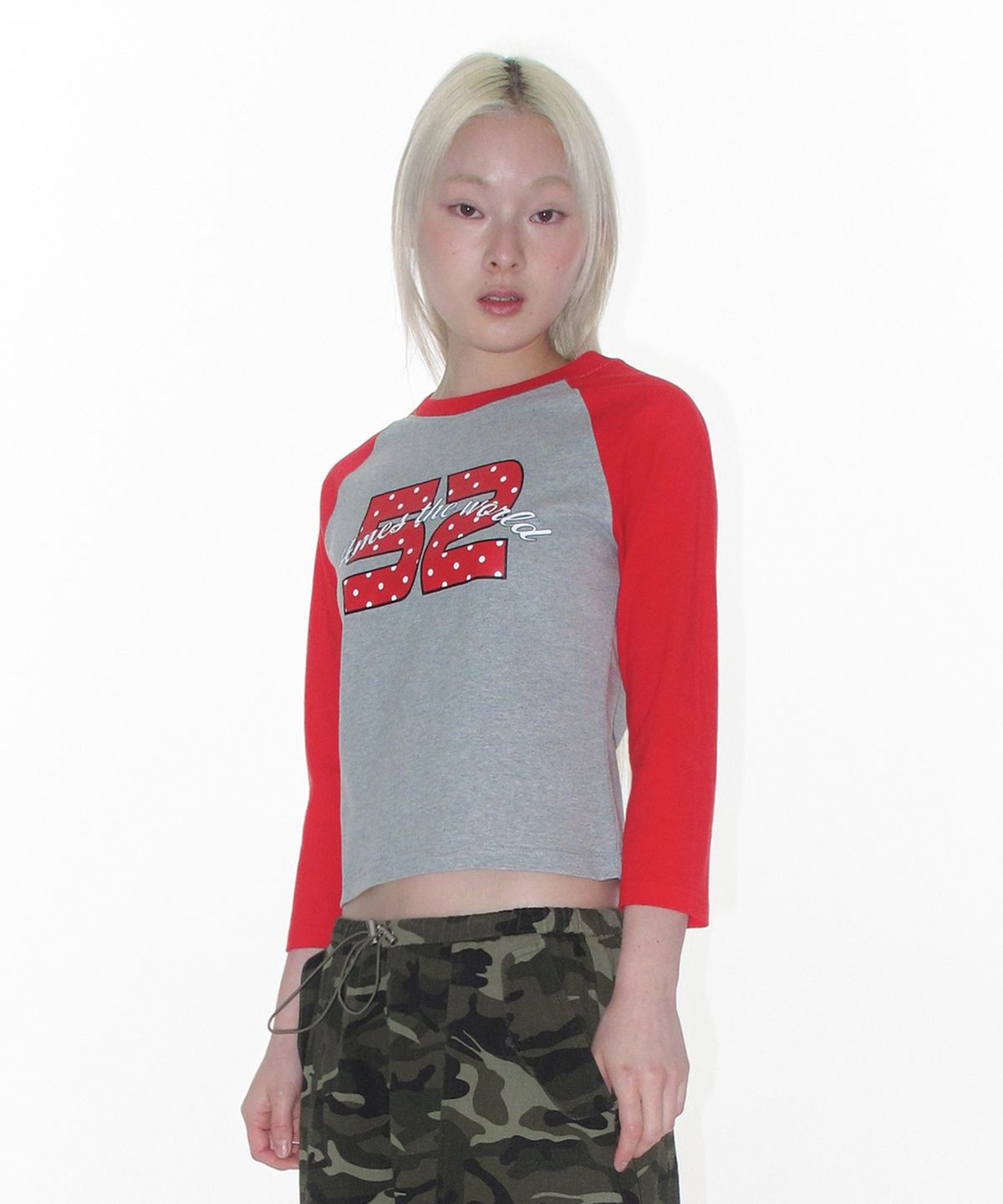 아메스 월드와이드(AMES-WORLDWIDE) DOT 52 3/4 SLEEVE RAGLAN LS TEE RED