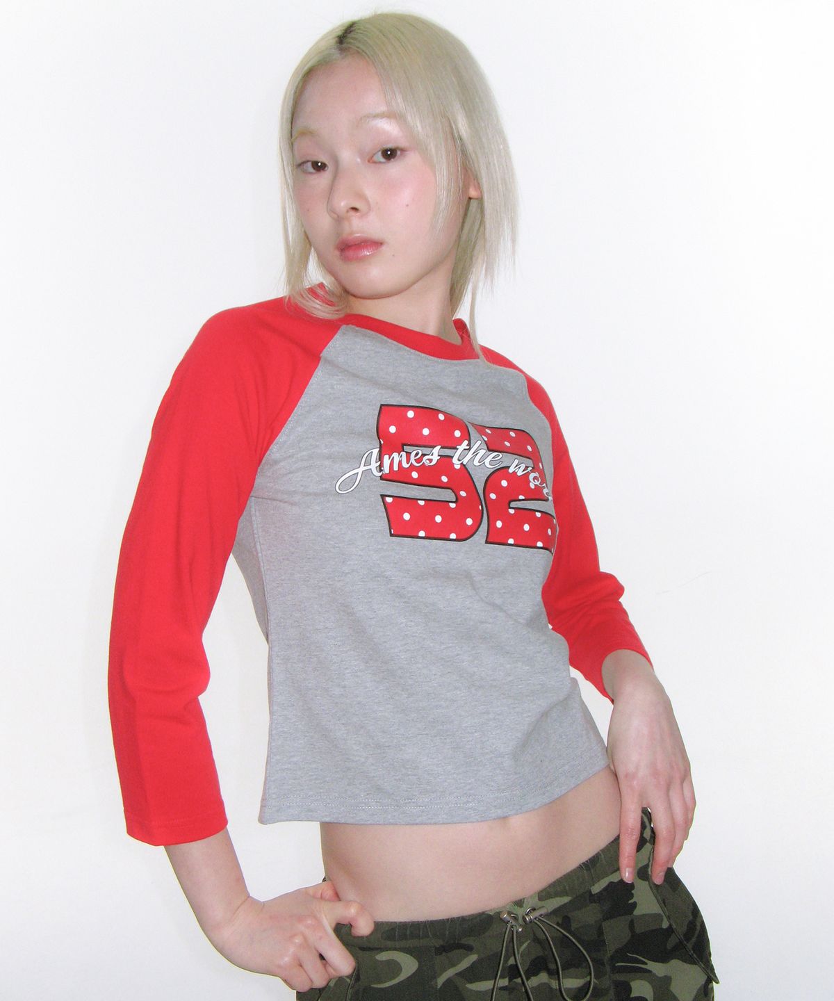 아메스 월드와이드(AMES-WORLDWIDE) DOT 52 3/4 SLEEVE RAGLAN LS TEE RED