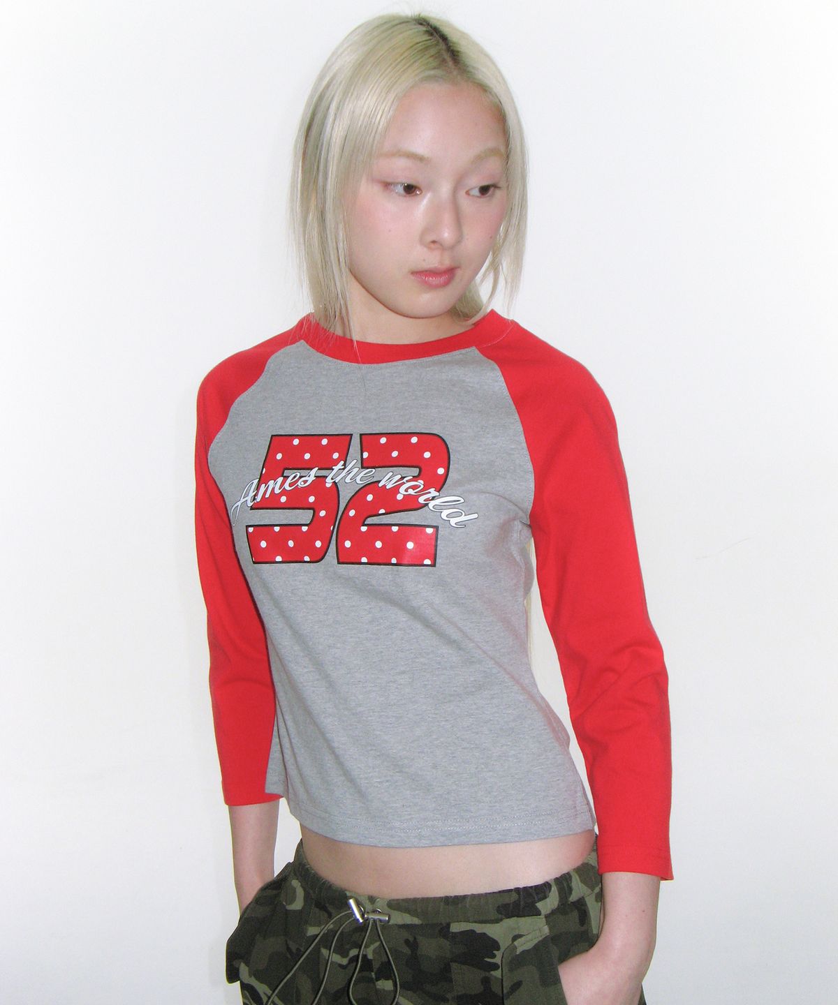 아메스 월드와이드(AMES-WORLDWIDE) DOT 52 3/4 SLEEVE RAGLAN LS TEE RED