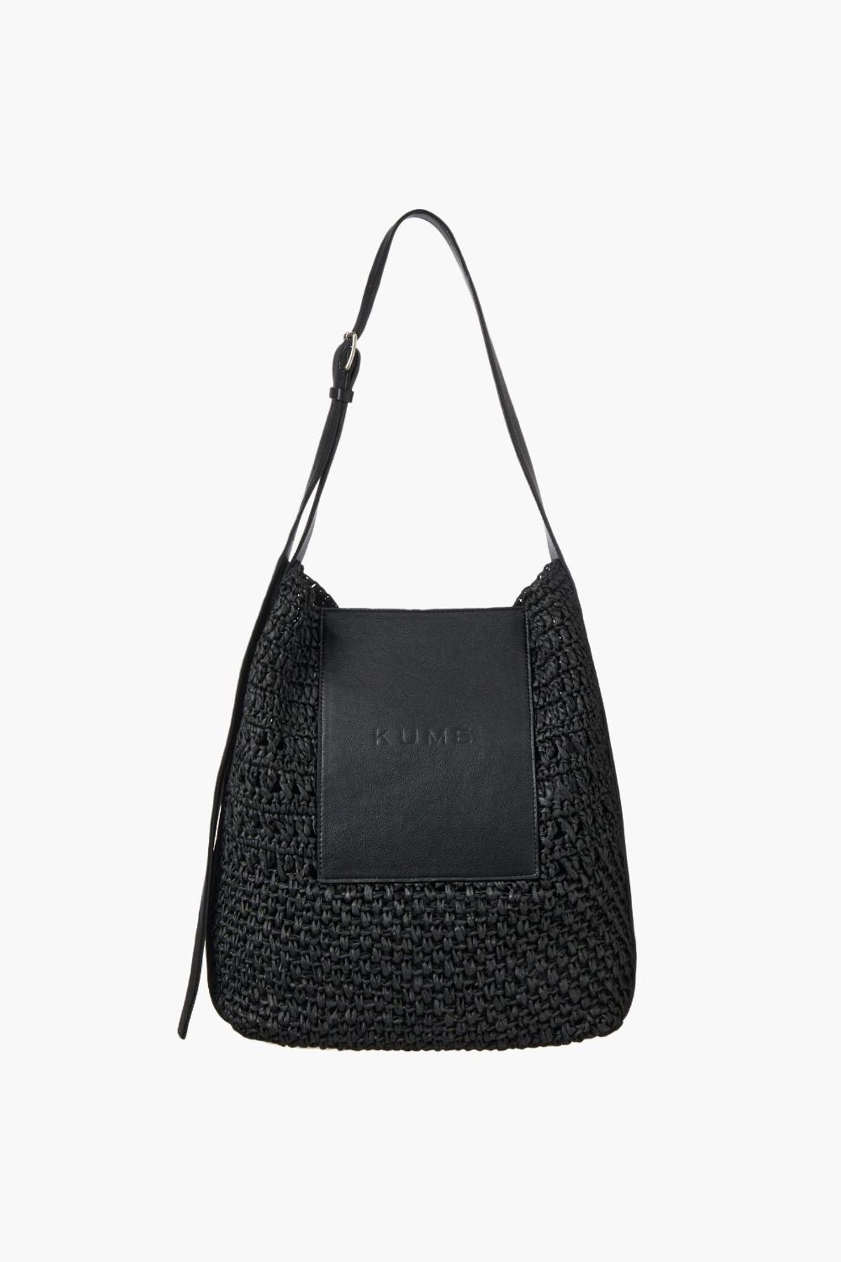 쿠메(KUMÉ) KUME Raffia Shoulder Bag, Black