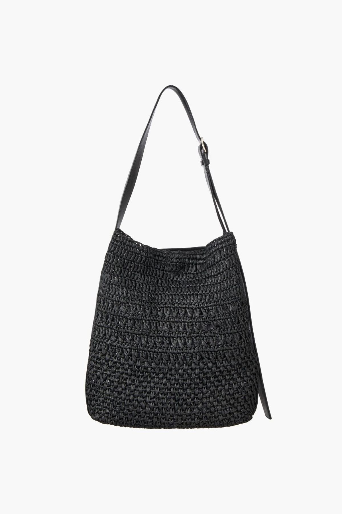 쿠메(KUMÉ) KUME Raffia Shoulder Bag, Black