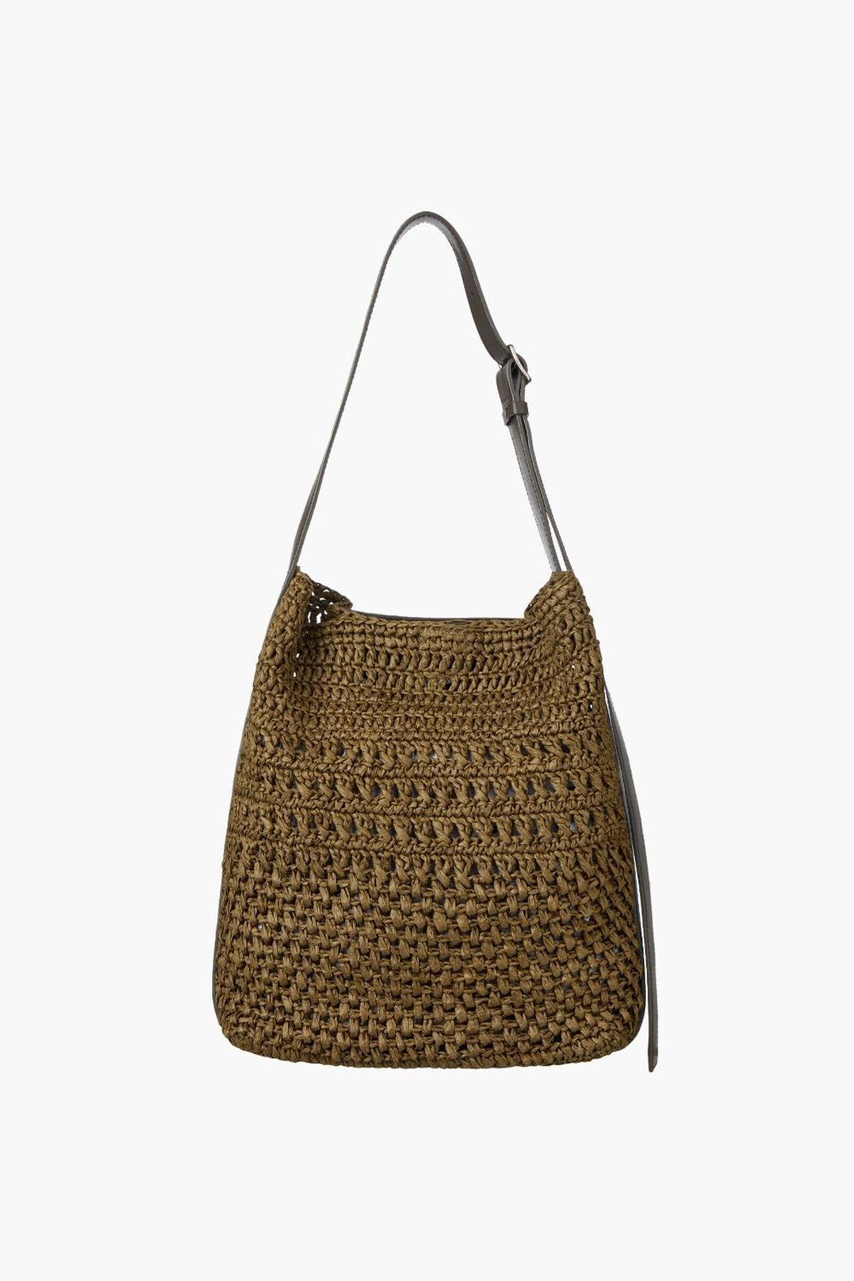 쿠메(KUMÉ) KUME Raffia Shoulder Bag, Khaki