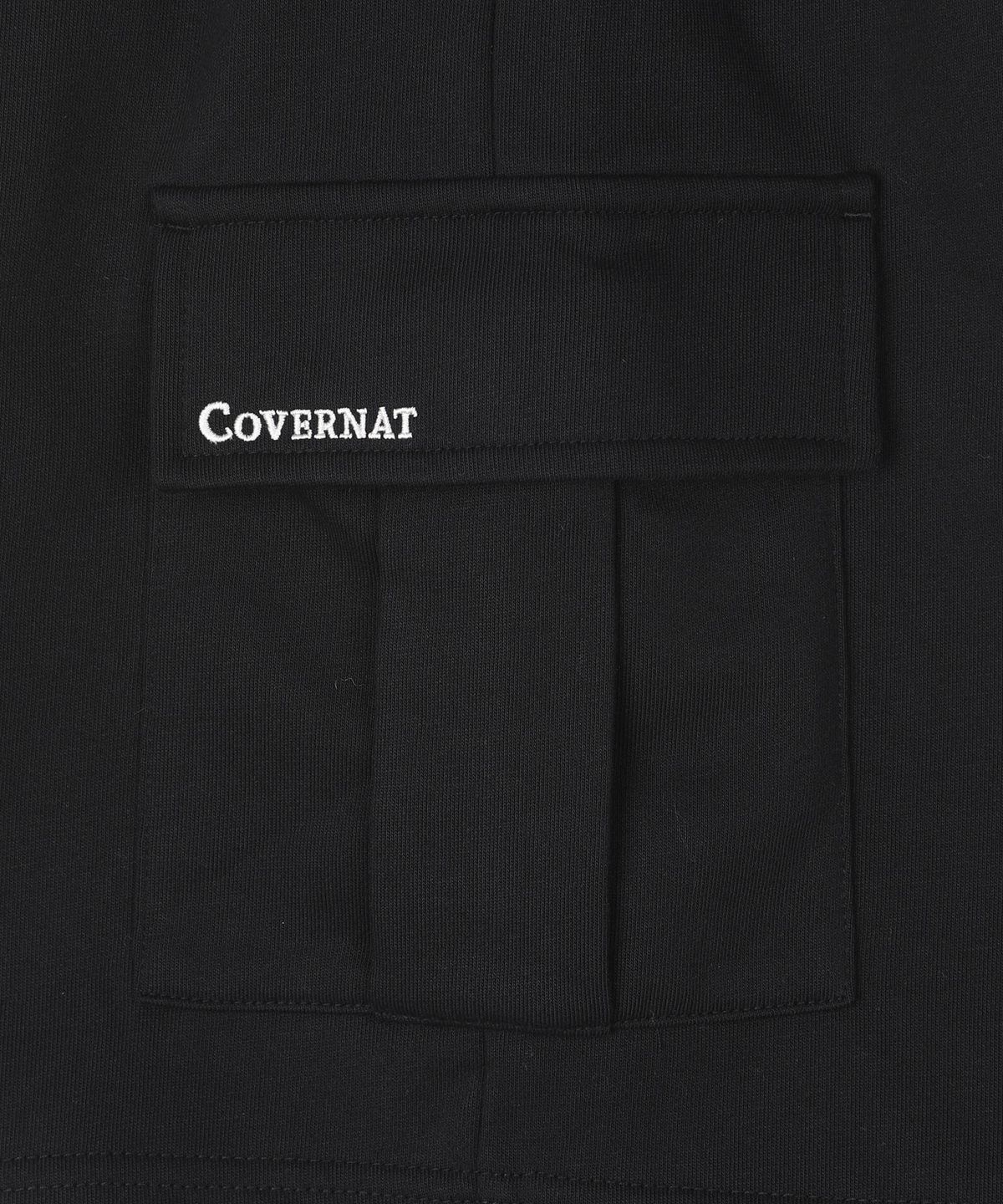 커버낫 키즈(COVERNAT KIDS) 워드마크 카고 버뮤다 스웻팬츠 블랙 CK2602JS10BK