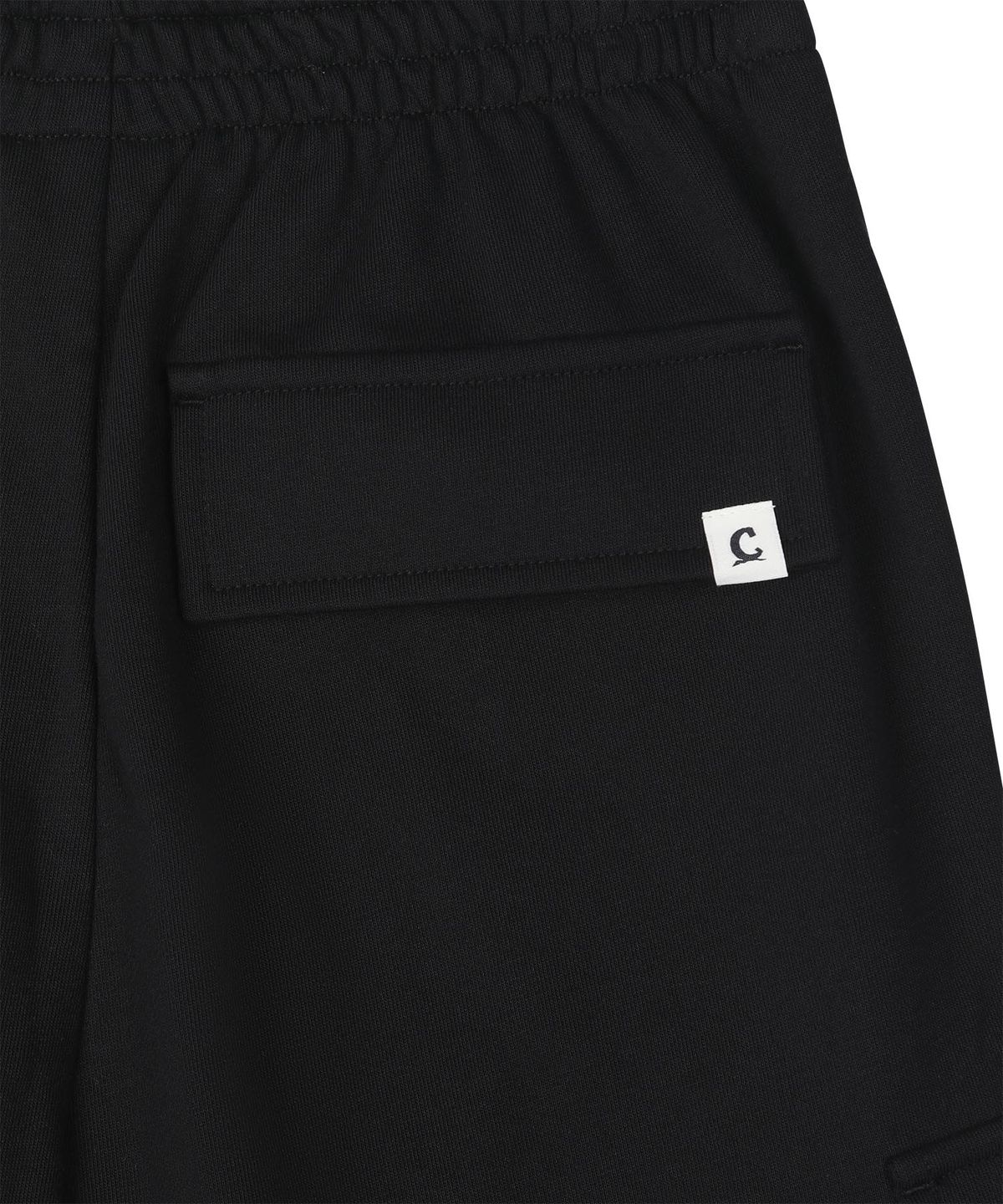 커버낫 키즈(COVERNAT KIDS) 워드마크 카고 버뮤다 스웻팬츠 블랙 CK2602JS10BK