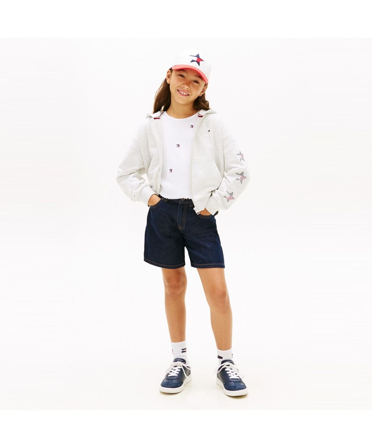 타미힐피거 키즈(TOMMY HILFIGER KIDS) 라인 스톤 스타 후디 집업