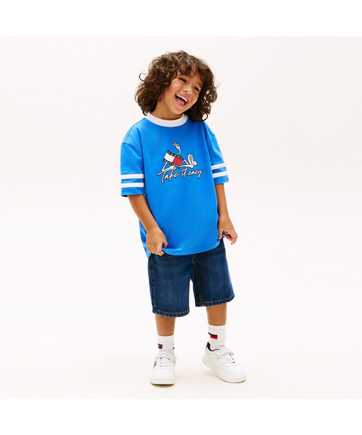 타미힐피거 키즈(TOMMY HILFIGER KIDS) 그래픽 로고 크루넥 티셔츠