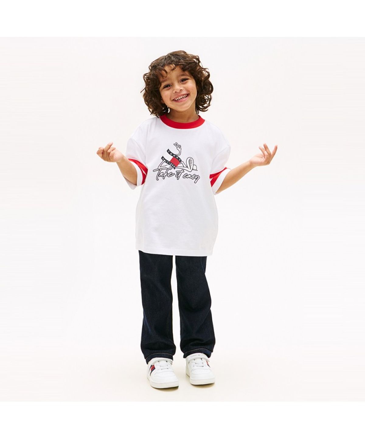 타미힐피거 키즈(TOMMY HILFIGER KIDS) 그래픽 로고 크루넥 티셔츠