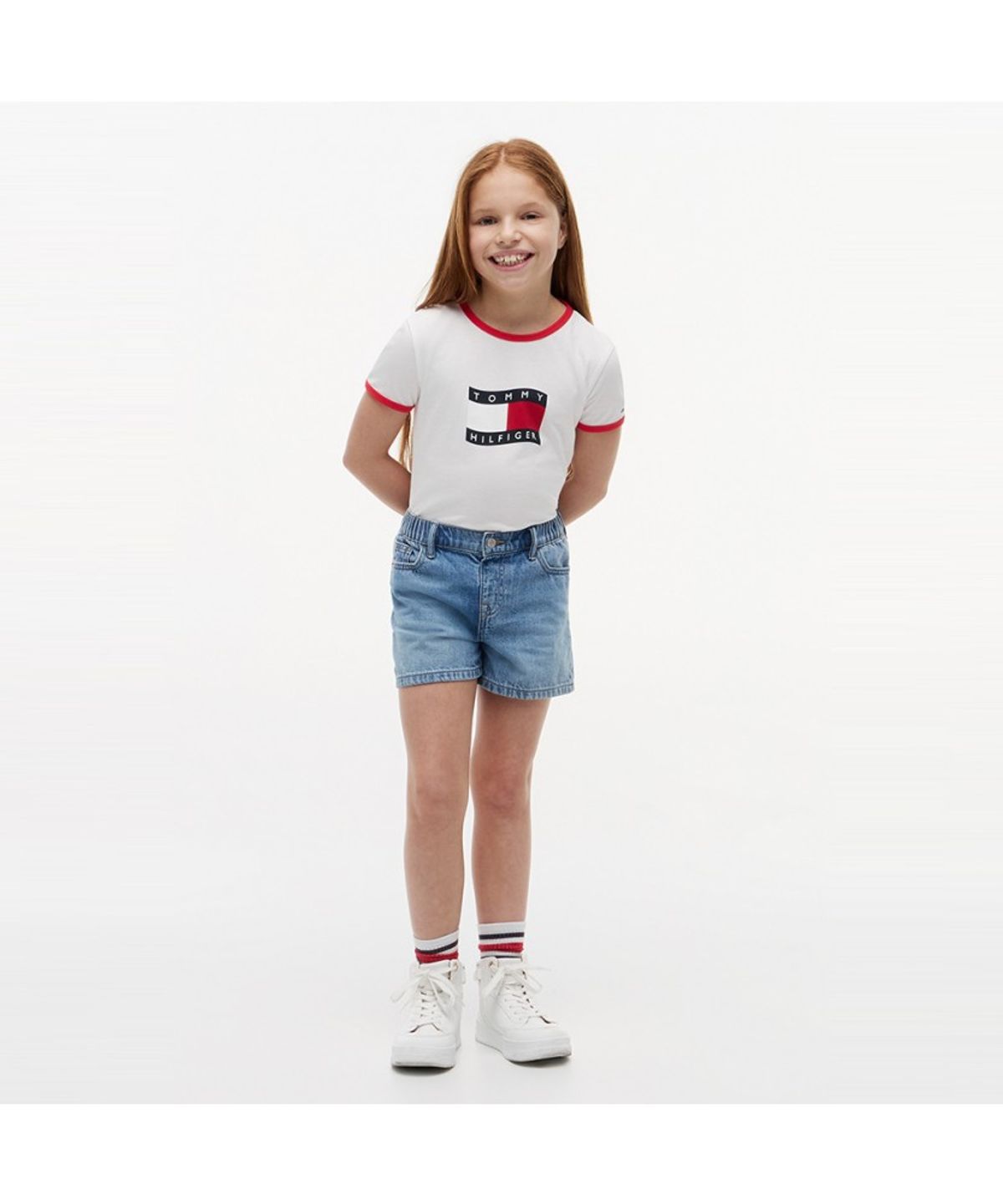 타미힐피거 키즈(TOMMY HILFIGER KIDS) 웨이비 플래그 링거 티셔츠