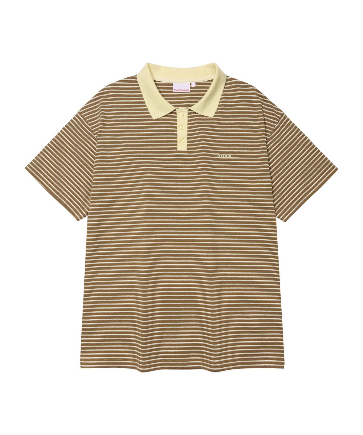 아메스 월드와이드(AMES-WORLDWIDE) BASIC STRIPE COLLAR TEE BROWN