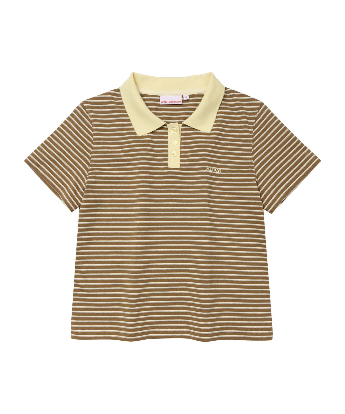 아메스 월드와이드(AMES-WORLDWIDE) BASIC STRIPE COLLAR TEE BROWN