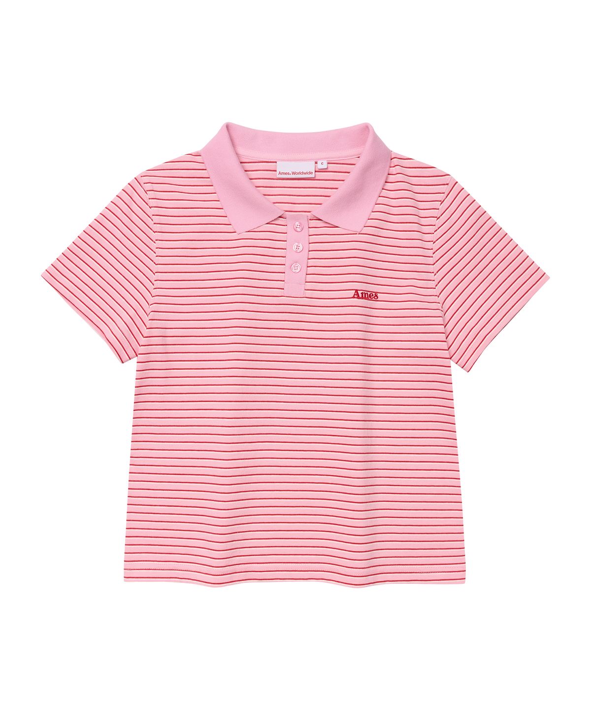아메스 월드와이드(AMES-WORLDWIDE) BASIC STRIPE COLLAR TEE PINK