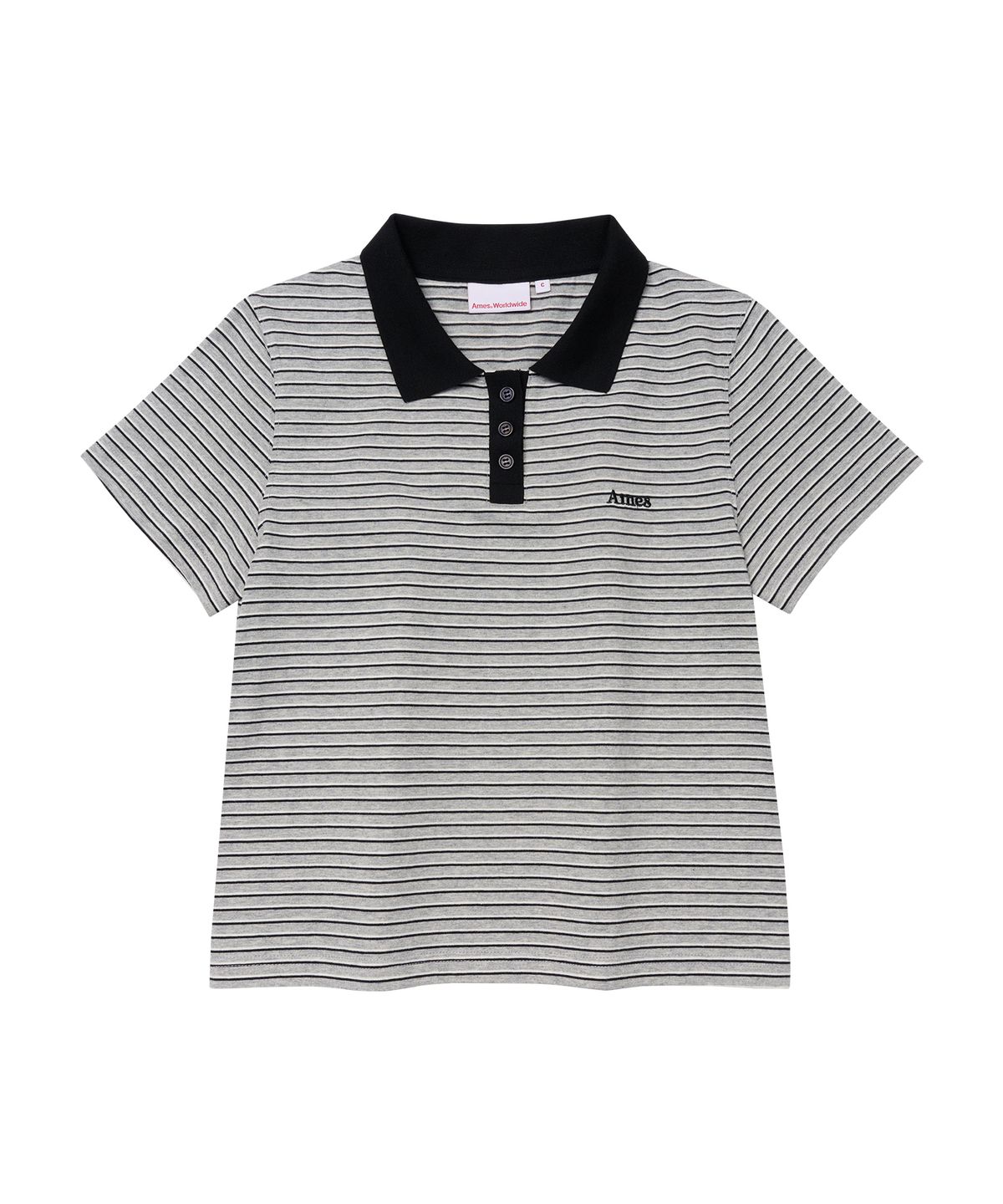 아메스 월드와이드(AMES-WORLDWIDE) BASIC STRIPE COLLAR TEE GREY