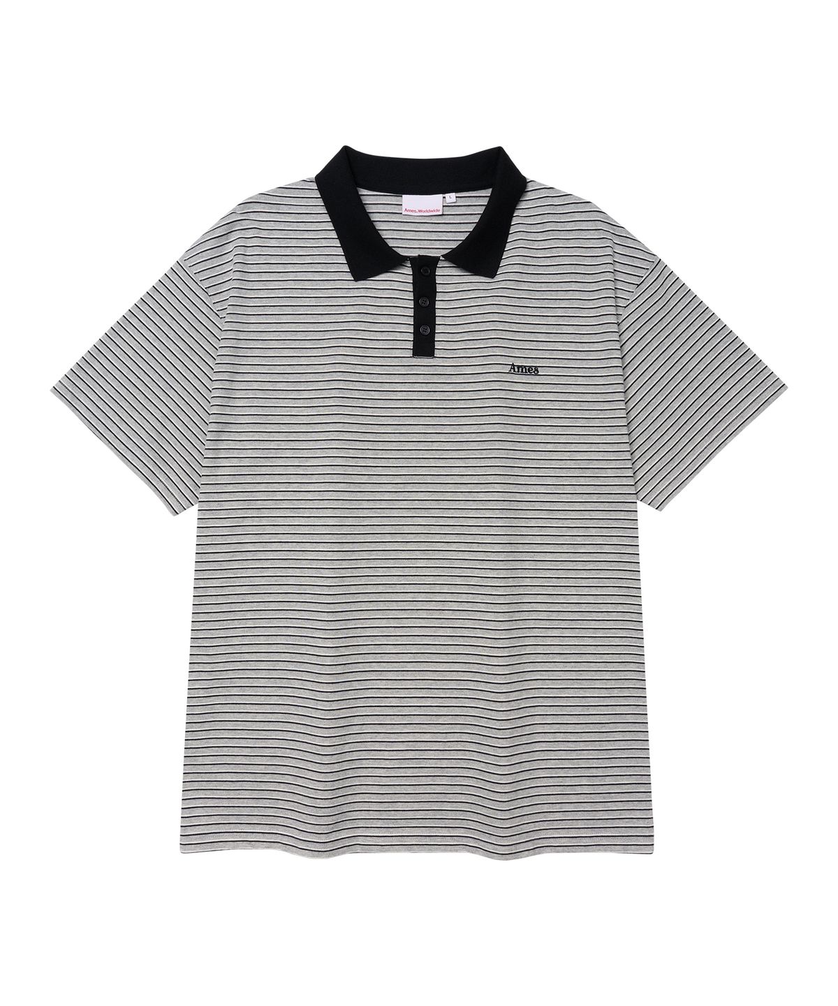 아메스 월드와이드(AMES-WORLDWIDE) BASIC STRIPE COLLAR TEE GREY
