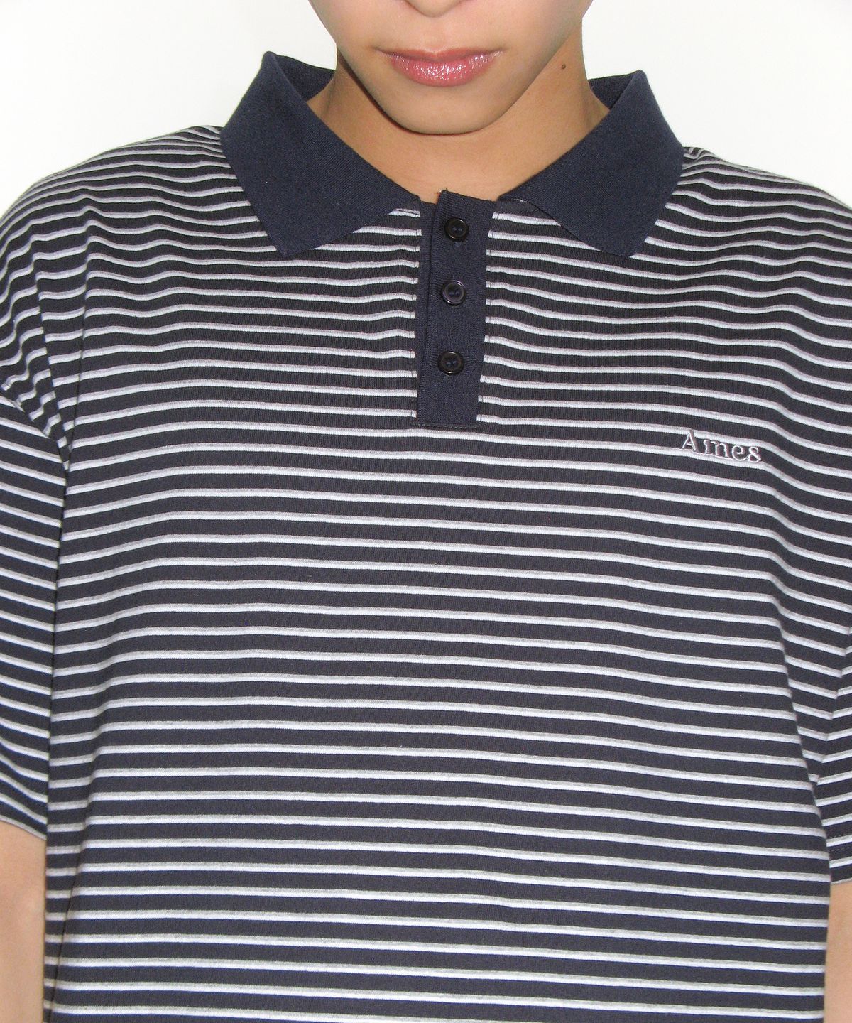 아메스 월드와이드(AMES-WORLDWIDE) BASIC STRIPE COLLAR TEE NAVY