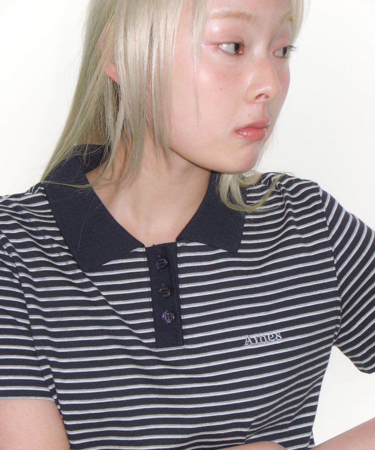 아메스 월드와이드(AMES-WORLDWIDE) BASIC STRIPE COLLAR TEE NAVY