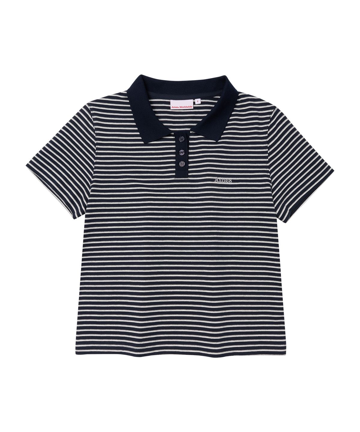 아메스 월드와이드(AMES-WORLDWIDE) BASIC STRIPE COLLAR TEE NAVY