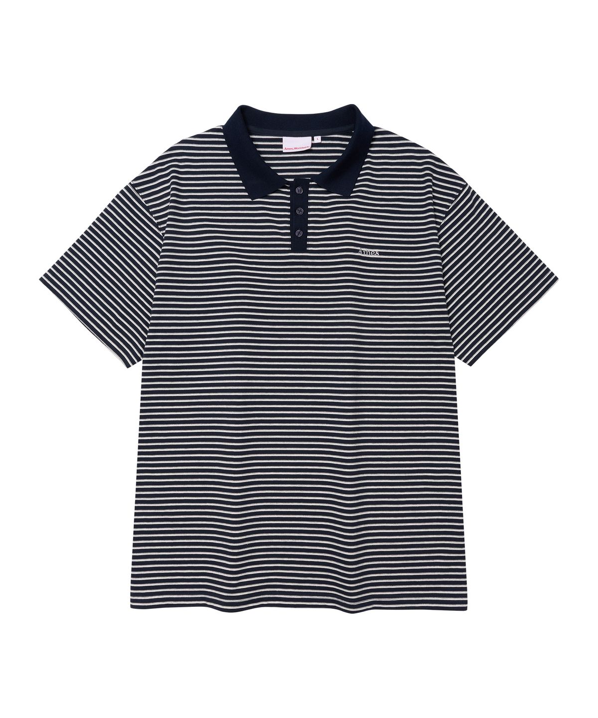 아메스 월드와이드(AMES-WORLDWIDE) BASIC STRIPE COLLAR TEE NAVY