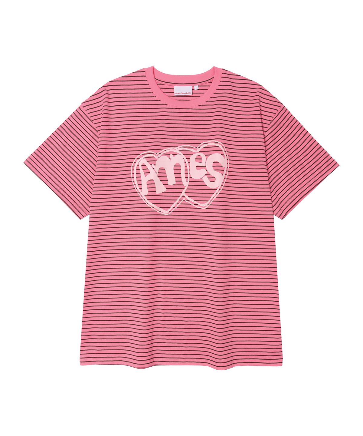아메스 월드와이드(AMES-WORLDWIDE) HEART SPRAY STRIPE TEE PINK