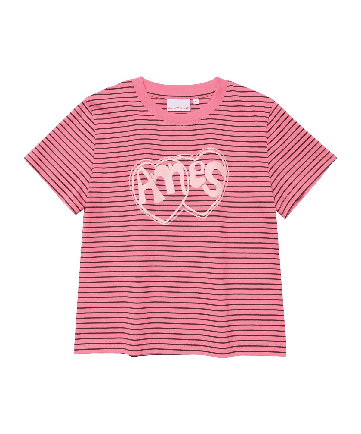 아메스 월드와이드(AMES-WORLDWIDE) HEART SPRAY STRIPE TEE PINK