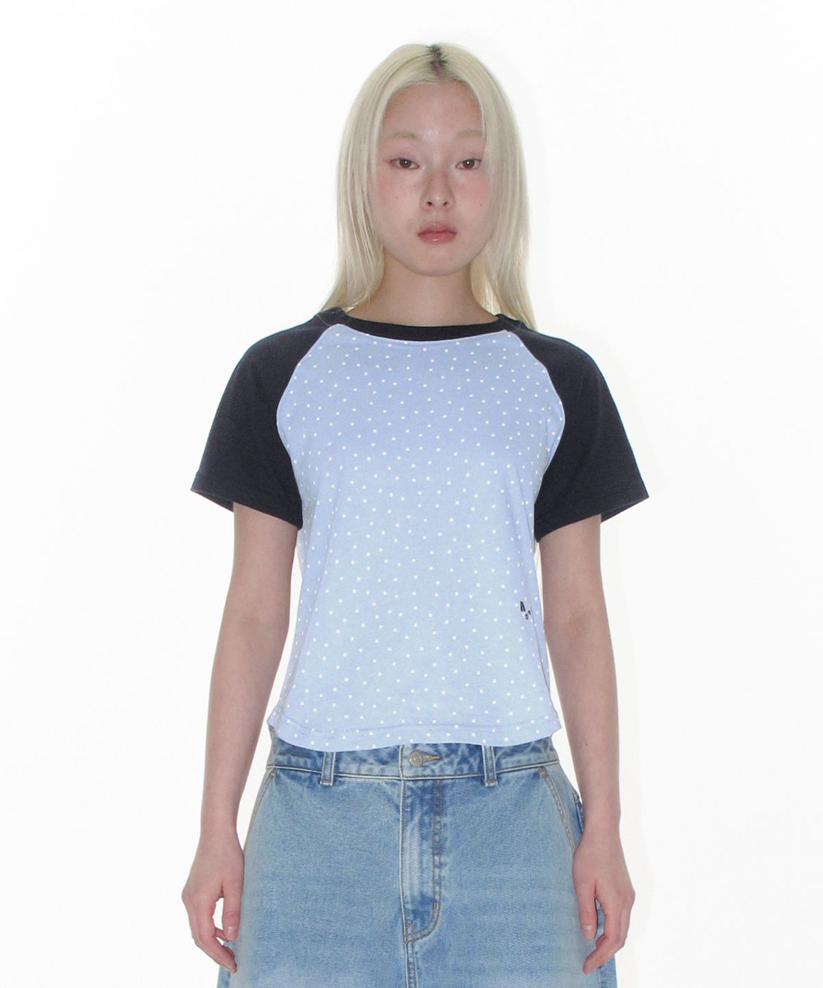 아메스 월드와이드(AMES-WORLDWIDE) TWINKLE RAGLAN CROP TEE BLUE