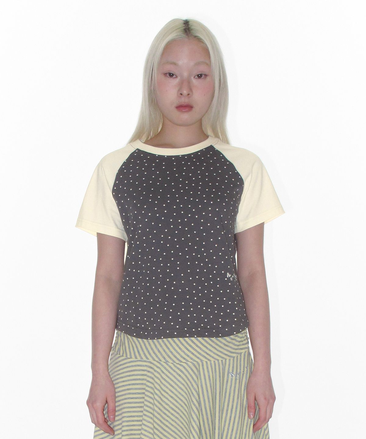 아메스 월드와이드(AMES-WORLDWIDE) TWINKLE RAGLAN CROP TEE CHARCOAL