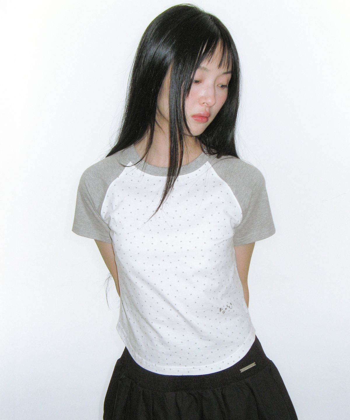 아메스 월드와이드(AMES-WORLDWIDE) TWINKLE RAGLAN CROP TEE WHITE
