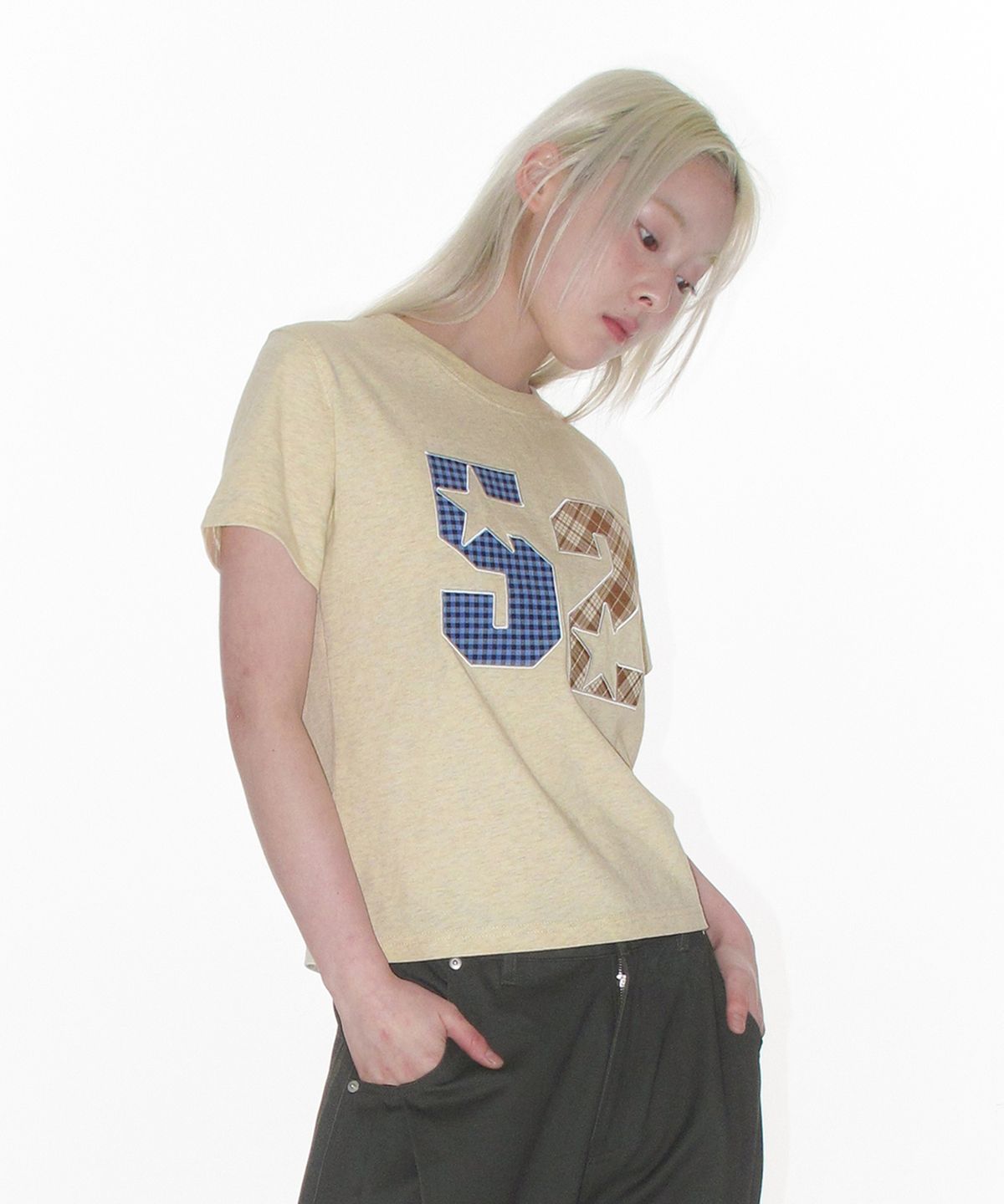 아메스 월드와이드(AMES-WORLDWIDE) 52 APPLIQUE TEE YELLOW