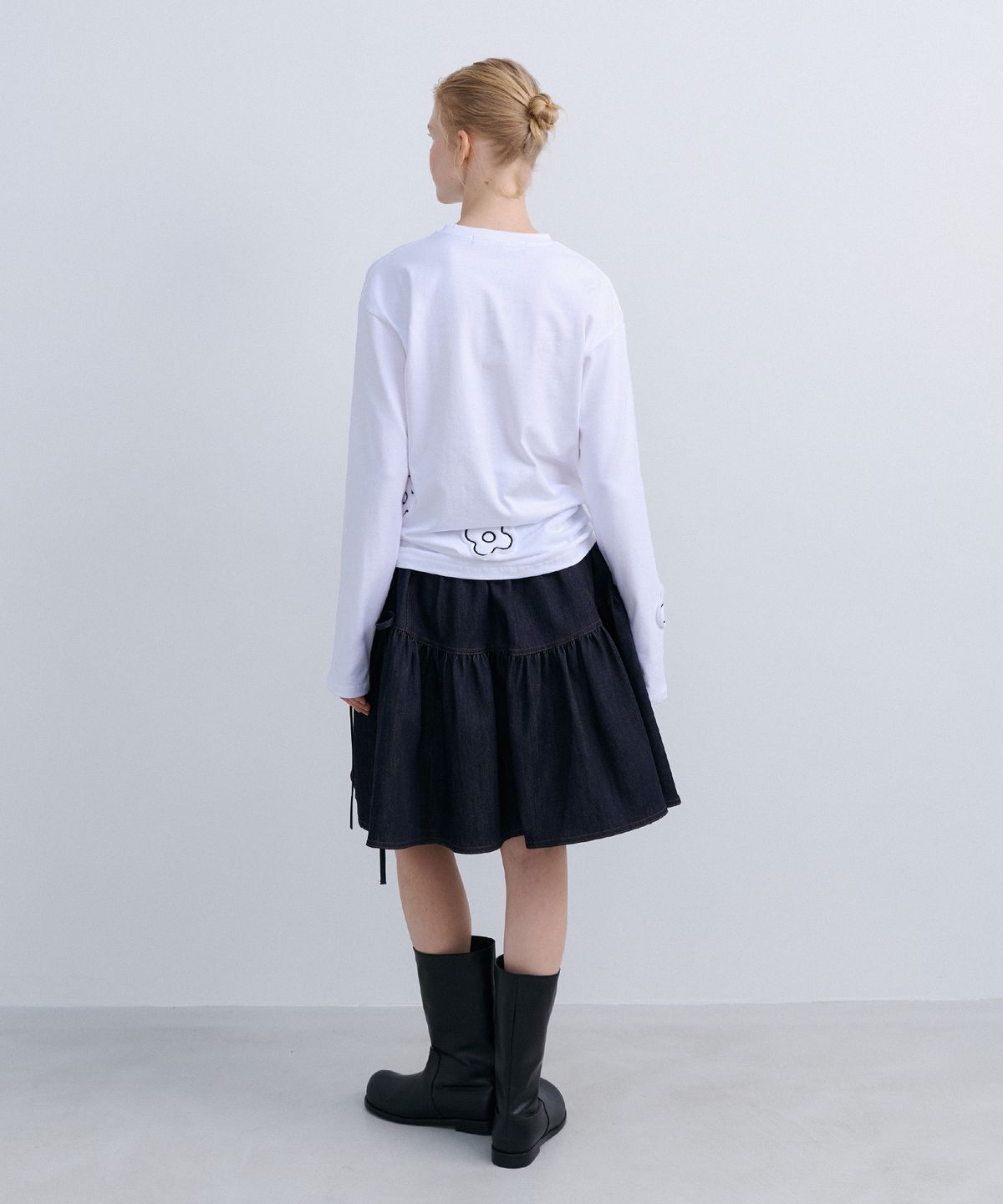 에핑글러(EPINGLER) RIBBON FLARE SKIRT - NAVY