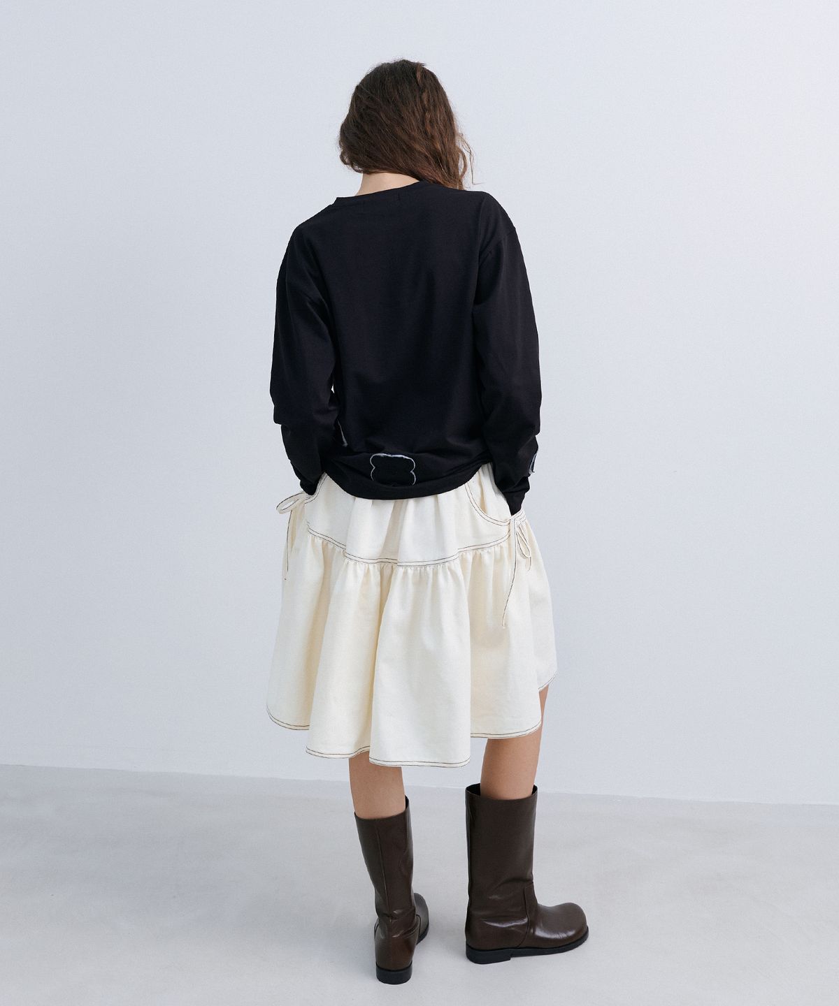 에핑글러(EPINGLER) RIBBON FLARE SKIRT - IVORY