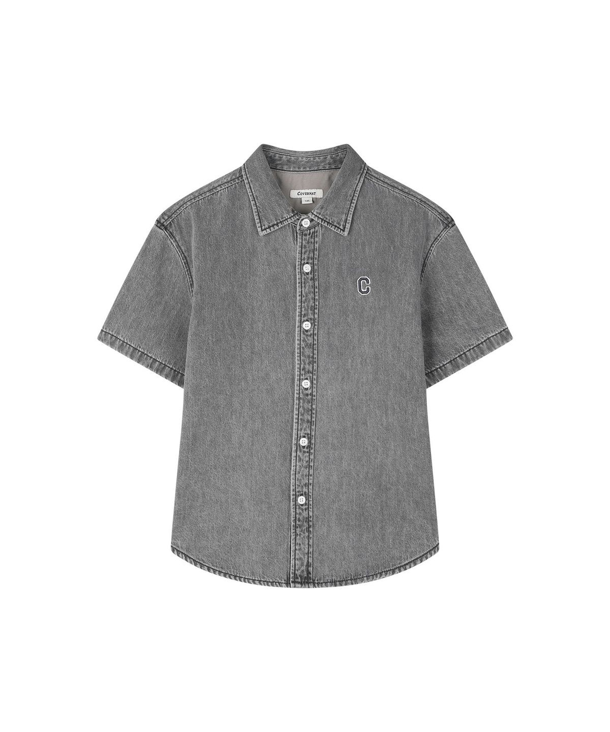 커버낫 키즈(COVERNAT KIDS) C로고 데님 반팔셔츠 그린 CK2602SS27GR