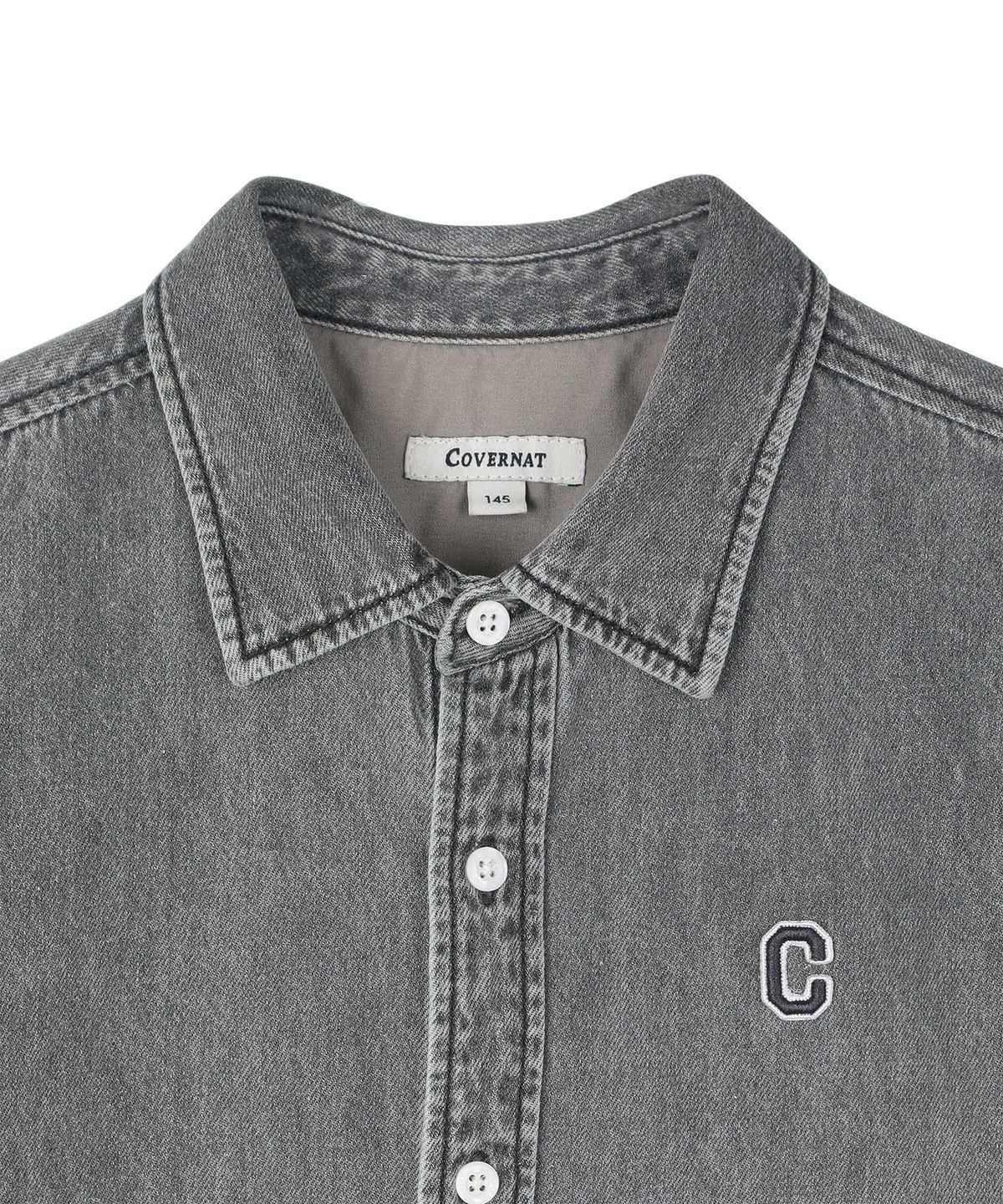 커버낫 키즈(COVERNAT KIDS) C로고 데님 반팔셔츠 그린 CK2602SS27GR