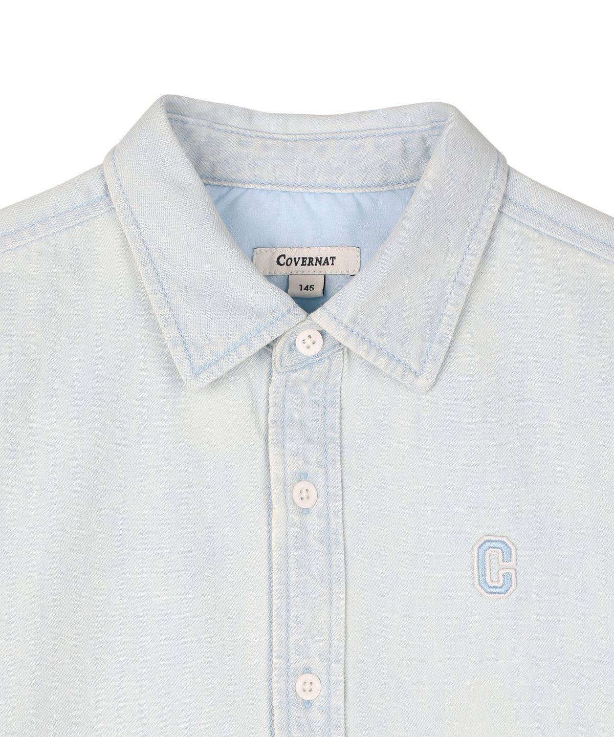 커버낫 키즈(COVERNAT KIDS) C로고 데님 반팔셔츠 라이트 블루 CK2602SS27LB
