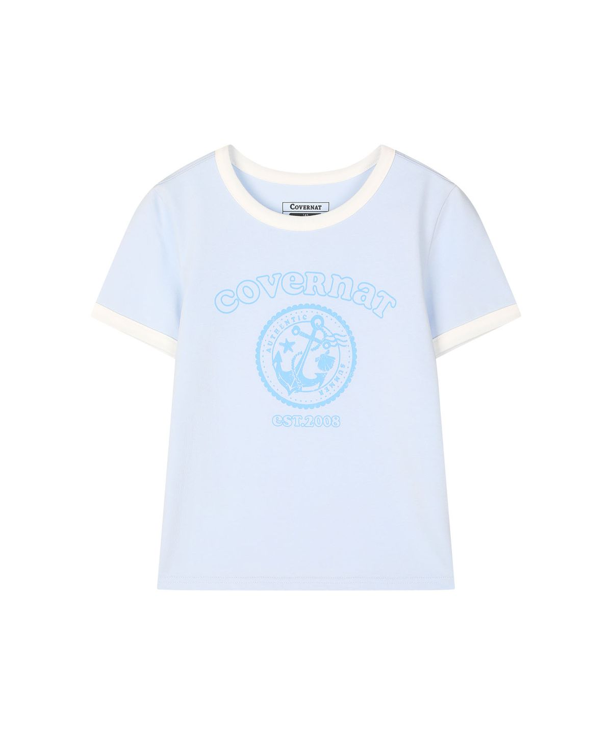 커버낫 키즈(COVERNAT KIDS) 아치 쿠퍼로고 앵커 링거티셔츠 라이트 블루 CK2602ST69LB
