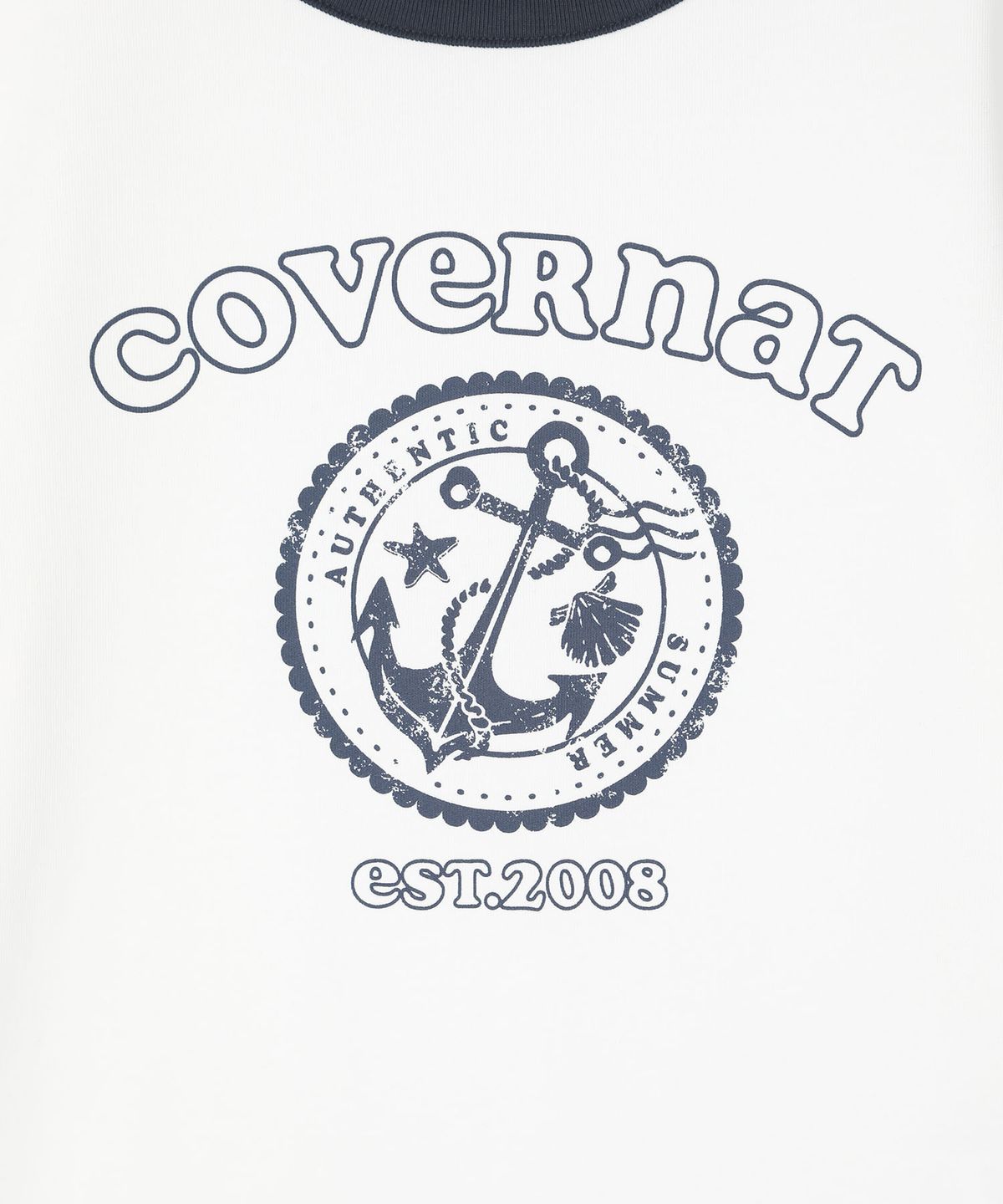 커버낫 키즈(COVERNAT KIDS) 아치 쿠퍼로고 앵커 링거티셔츠 화이트 CK2602ST69WH