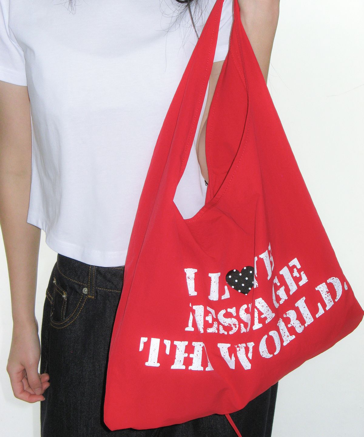 아메스 월드와이드(AMES-WORLDWIDE) LETTERING CASUAL HOBO BAG RED