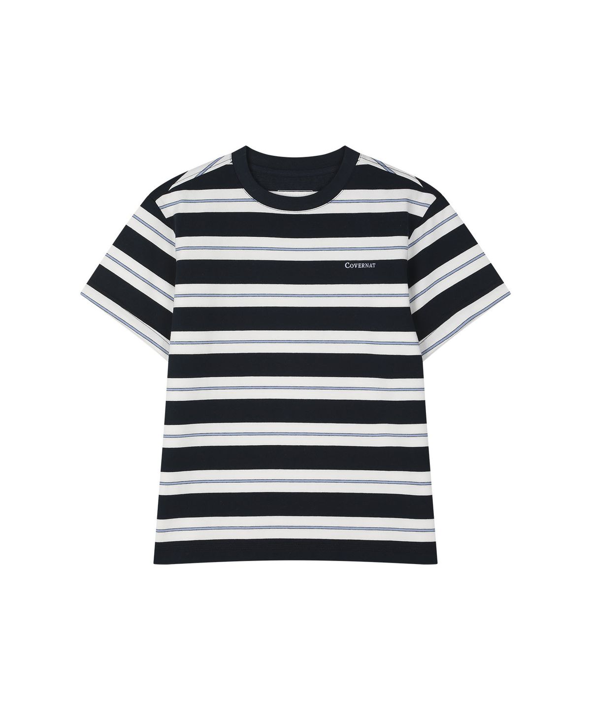커버낫 키즈(COVERNAT KIDS) 워드마크 스트라이프 티셔츠 네이비 CK2602ST32NA