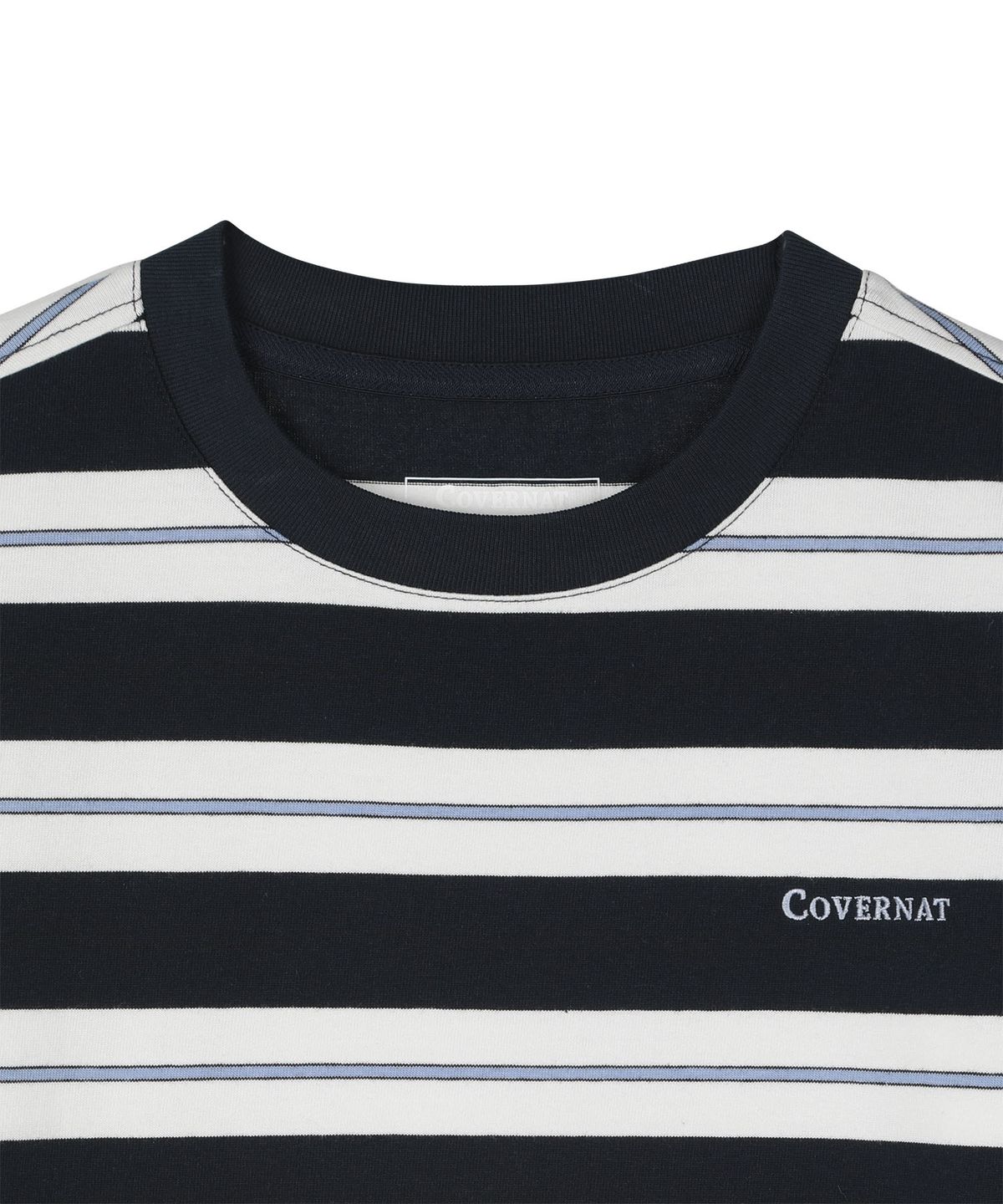 커버낫 키즈(COVERNAT KIDS) 워드마크 스트라이프 티셔츠 네이비 CK2602ST32NA