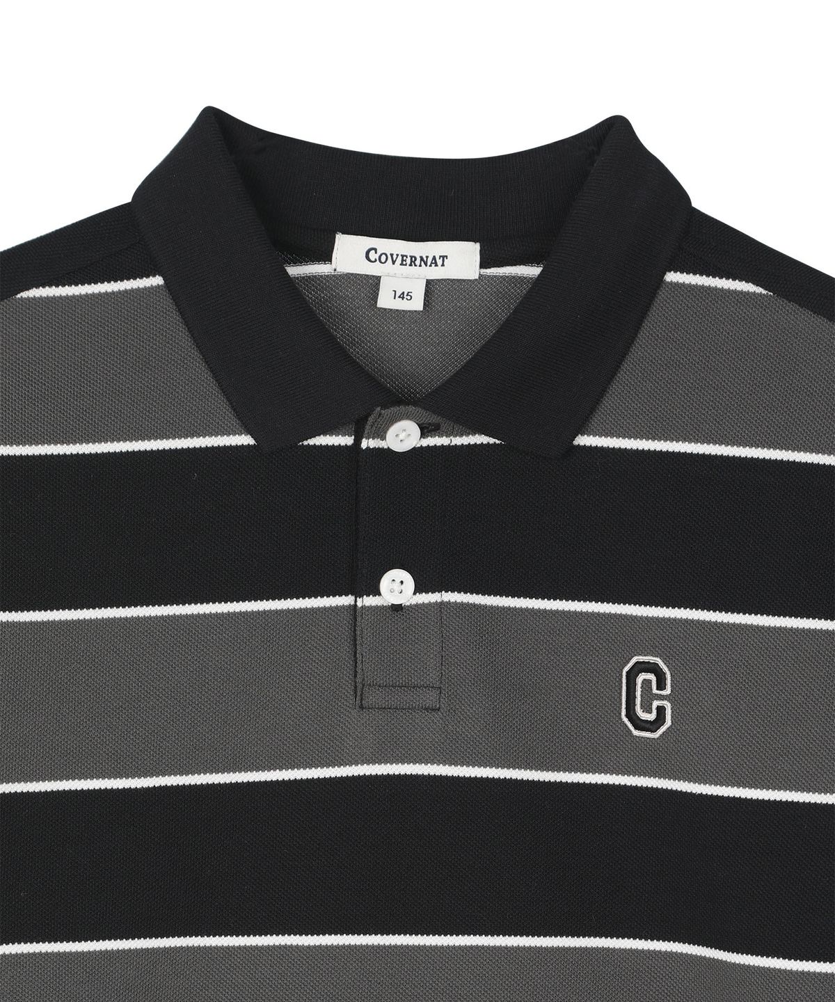 커버낫 키즈(COVERNAT KIDS) C로고 스트라이프 카라티셔츠 블랙 CK2602ST30BK