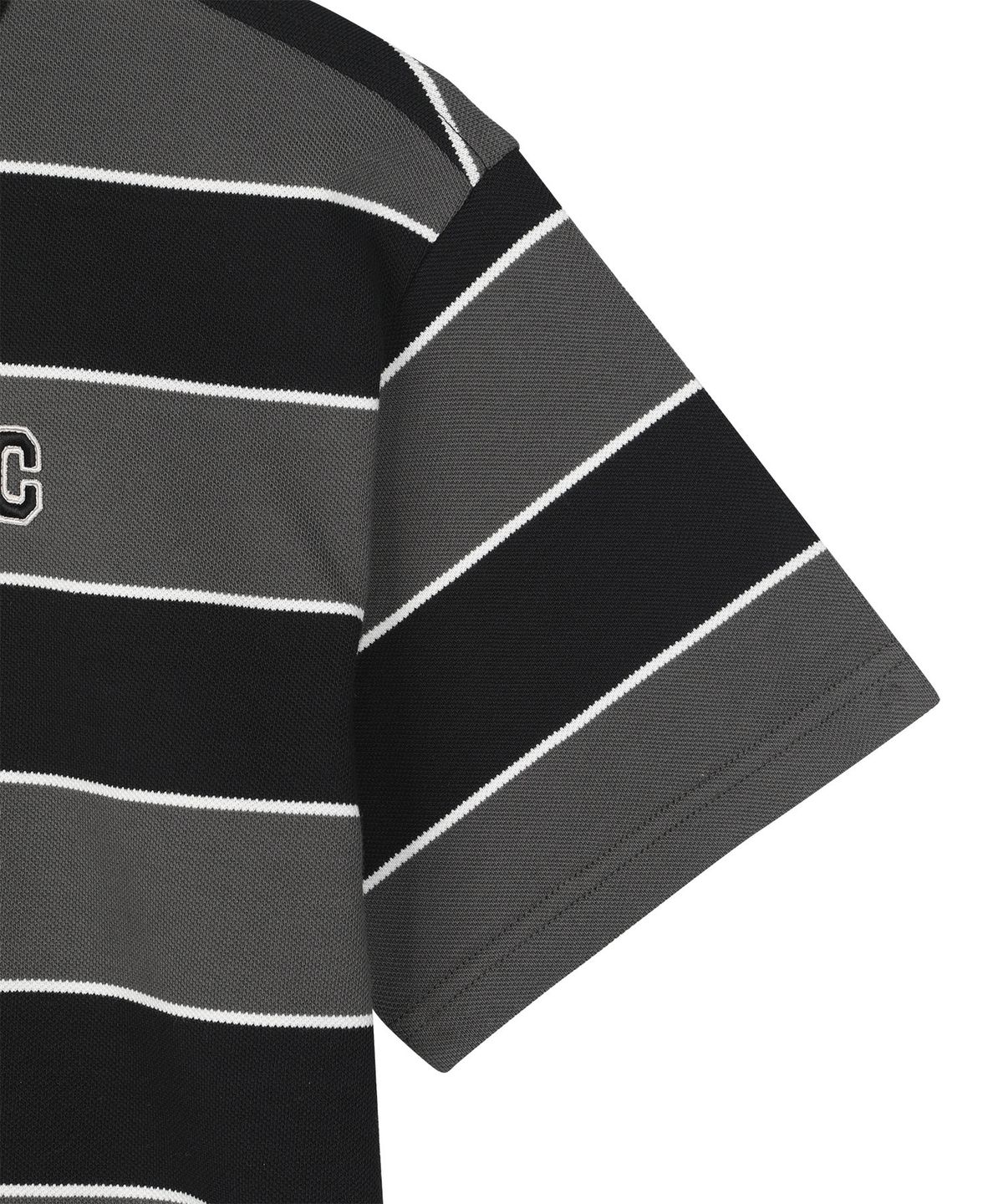 커버낫 키즈(COVERNAT KIDS) C로고 스트라이프 카라티셔츠 블랙 CK2602ST30BK
