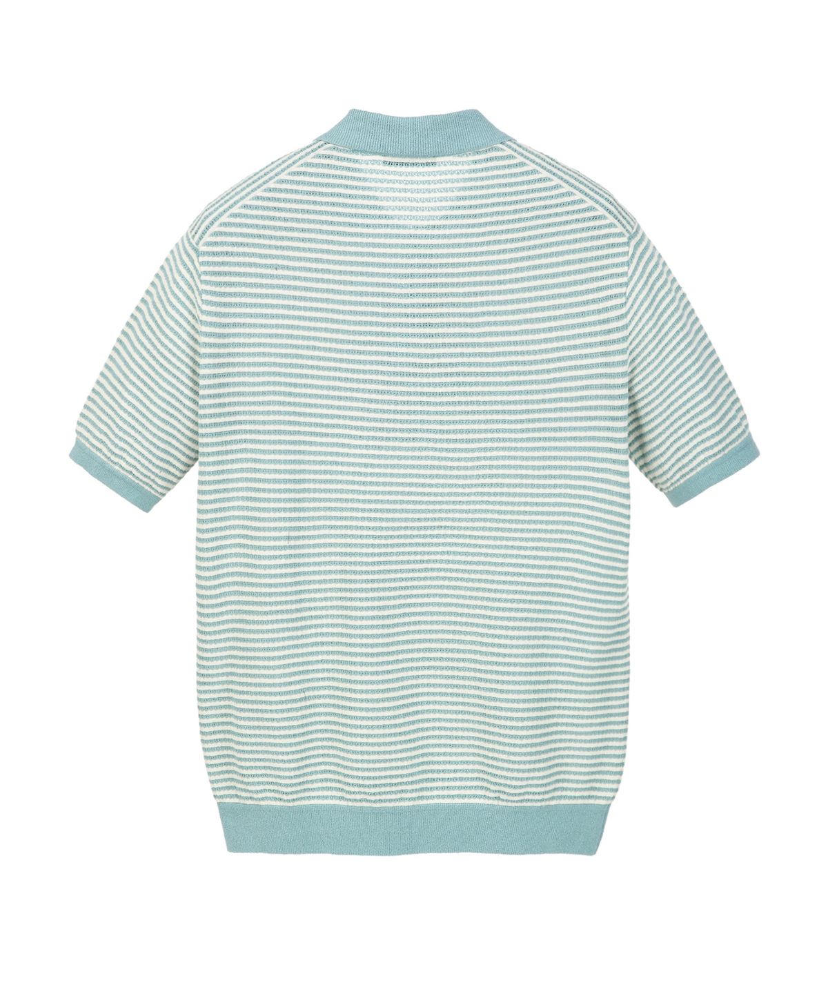질스튜어트뉴욕 맨(JILLSTUART NEWYORK MEN) 린넨 블렌드 스트라이프 카라 니트 - 블루 (JNSW6B410B2)