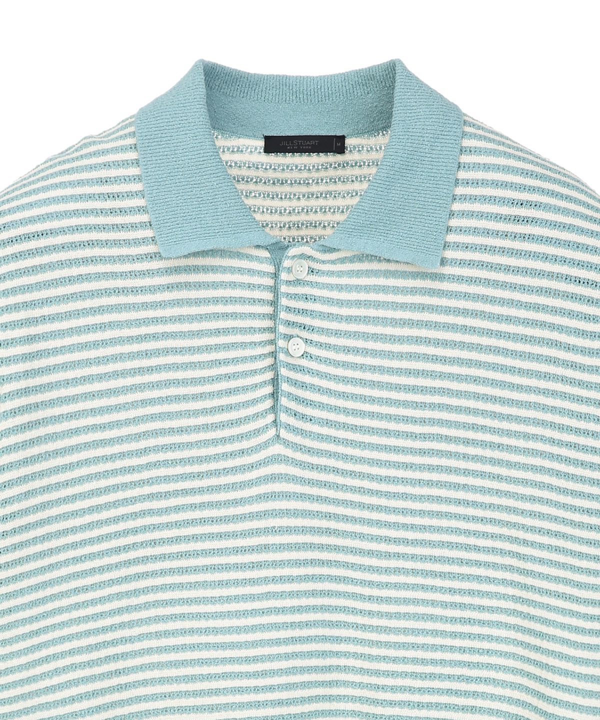 질스튜어트뉴욕 맨(JILLSTUART NEWYORK MEN) 린넨 블렌드 스트라이프 카라 니트 - 블루 (JNSW6B410B2)