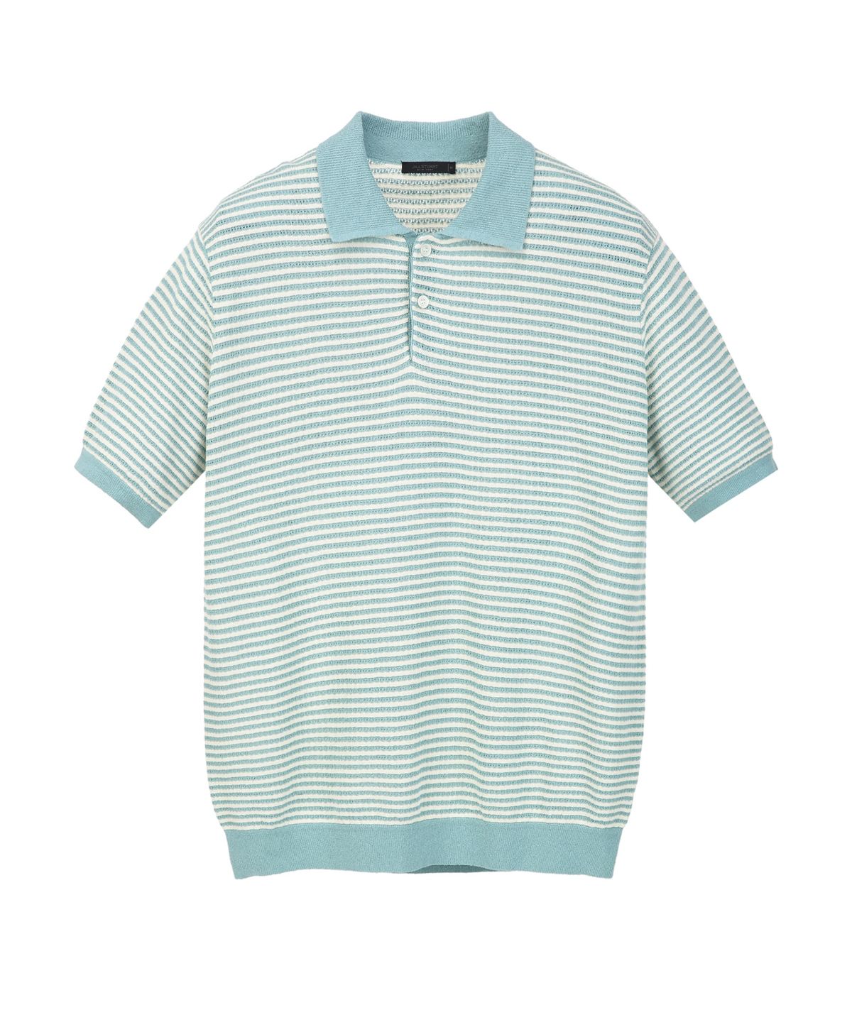 질스튜어트뉴욕 맨(JILLSTUART NEWYORK MEN) 린넨 블렌드 스트라이프 카라 니트 - 블루 (JNSW6B410B2)